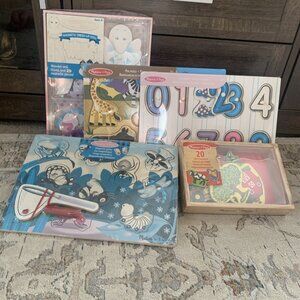 Melissa & Doug Lot Wooden Puzzles Magnetic Dress Up Doll Game Read Description